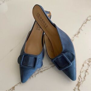 Journee Collection Vianna Blue Slip On Kitten Heels